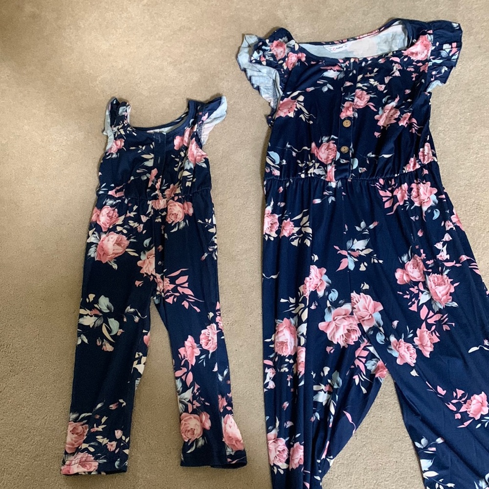 Mommy and me matching fully length rompers